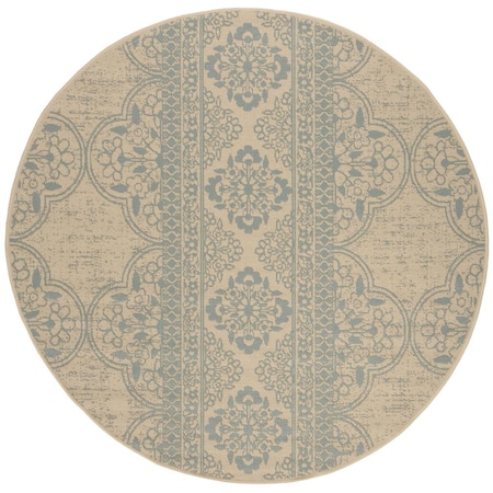 Safavieh 4 x 4 ft. Beach House Power Loomed Round Area Rug; Aqua & Cream BHS174K-4R